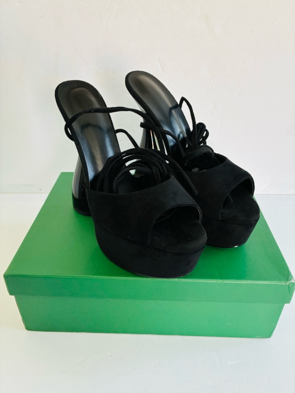 Women’s Black Platform Ankle-Tie High Heel Sandals Shoes Size 10 NEW - Picture 14 of 14